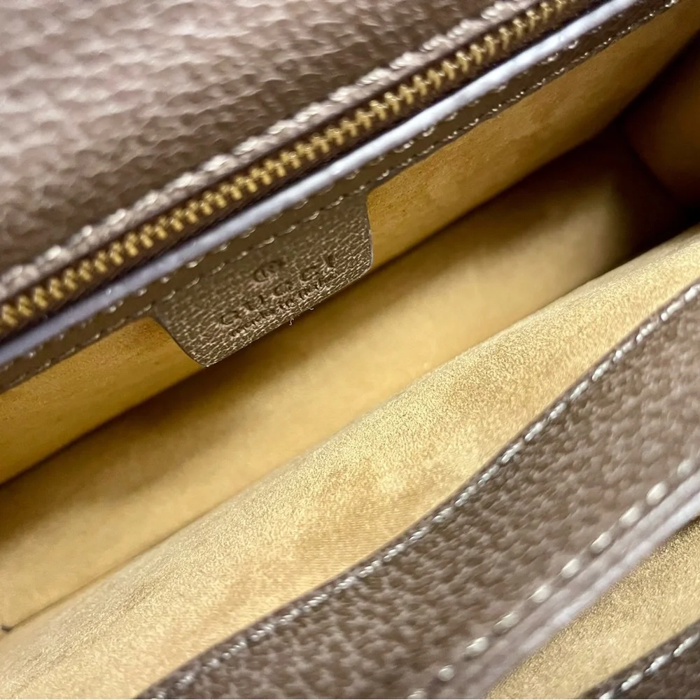 G*U*C*C*I Beige and Brown Satchel with Gold Accents - Picture 11 of 12